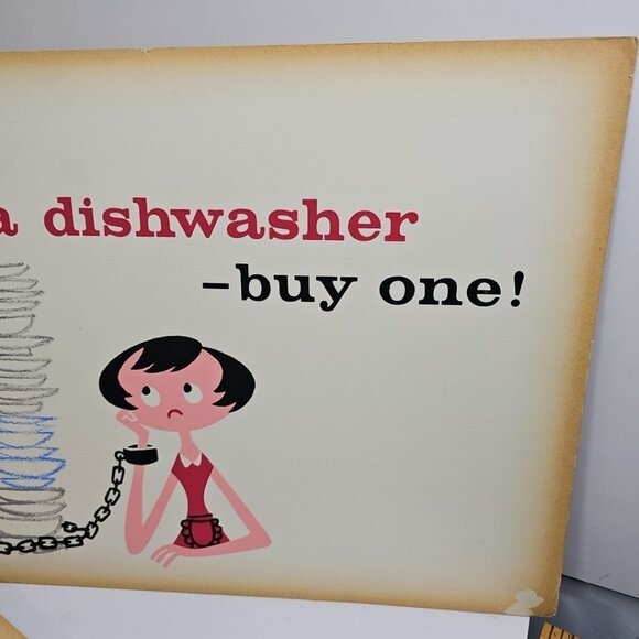 Vintage Advertising Signs 1950s - Buy A Dishwasher - Picture 7 of 15